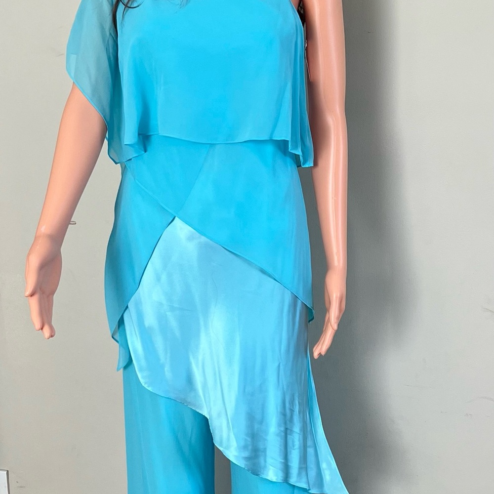 Blue Chiffon 2 pieces pantsuit, Massimo